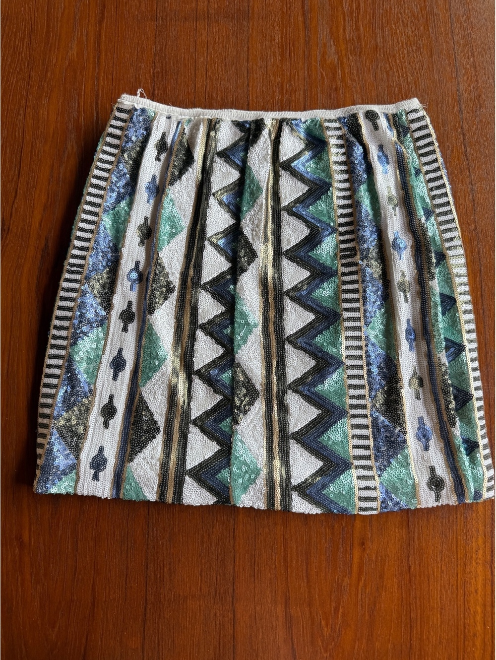 Geometric Sequin Mini Skirt Boho Festival Aztec Print Tribal disco
